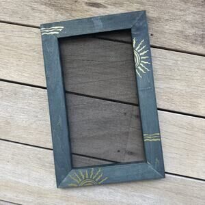 Earring Holder Gallery Wall Art Wood Frame Mesh Celestial Sun Moon Vintage